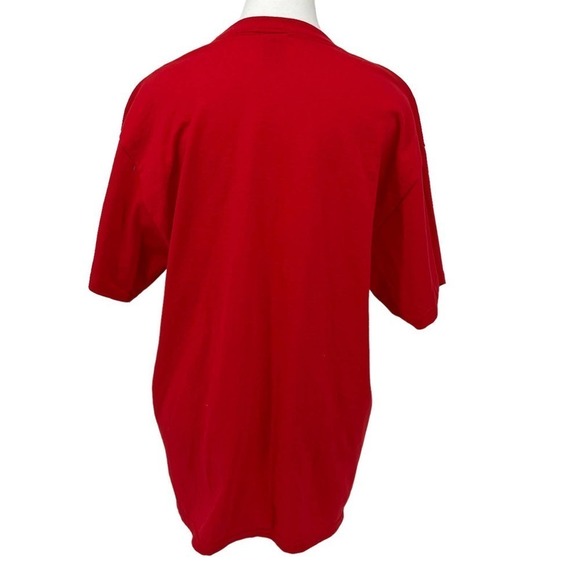 Vintage 90’s Fruit of the Loom T-Shirt Embroidered Snowman Red Large - Picture 2 of 5